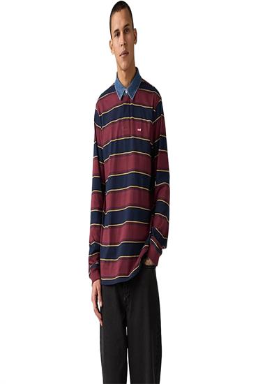 POLO LONG SLEEVE-INIGO STRIPE TAWNY PORT